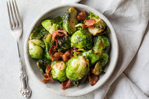 Garlic and Red Apple Balsamic Brussels Sprouts