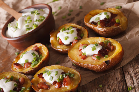 Loaded Baked Potato with Habanero Honey Balsamic Greek Yogurt