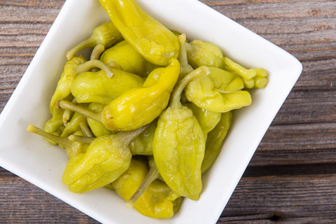 Spicy Sweet Italian Peppers Pickled in Oregano White Balsamic