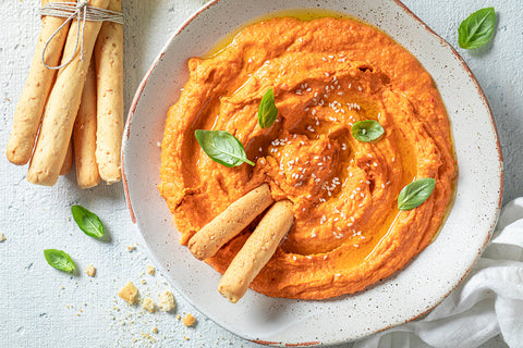 Roasted Red Pepper Hummus with EVOO