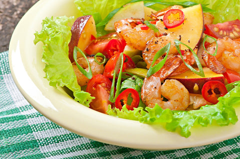 Shrimp and Peach Salad with smoked Paprika Dressing
