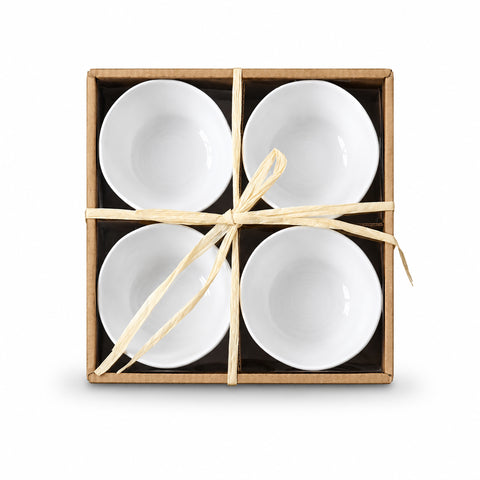 White Ribbed Dipping Bowls – Set of 4