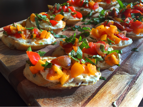Italian Herb Tomato Crostinis with Whipped Cream Cheese