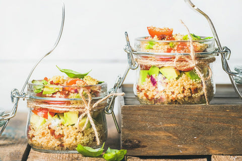 Quinoa with Tomato and Avocado Basil Salad